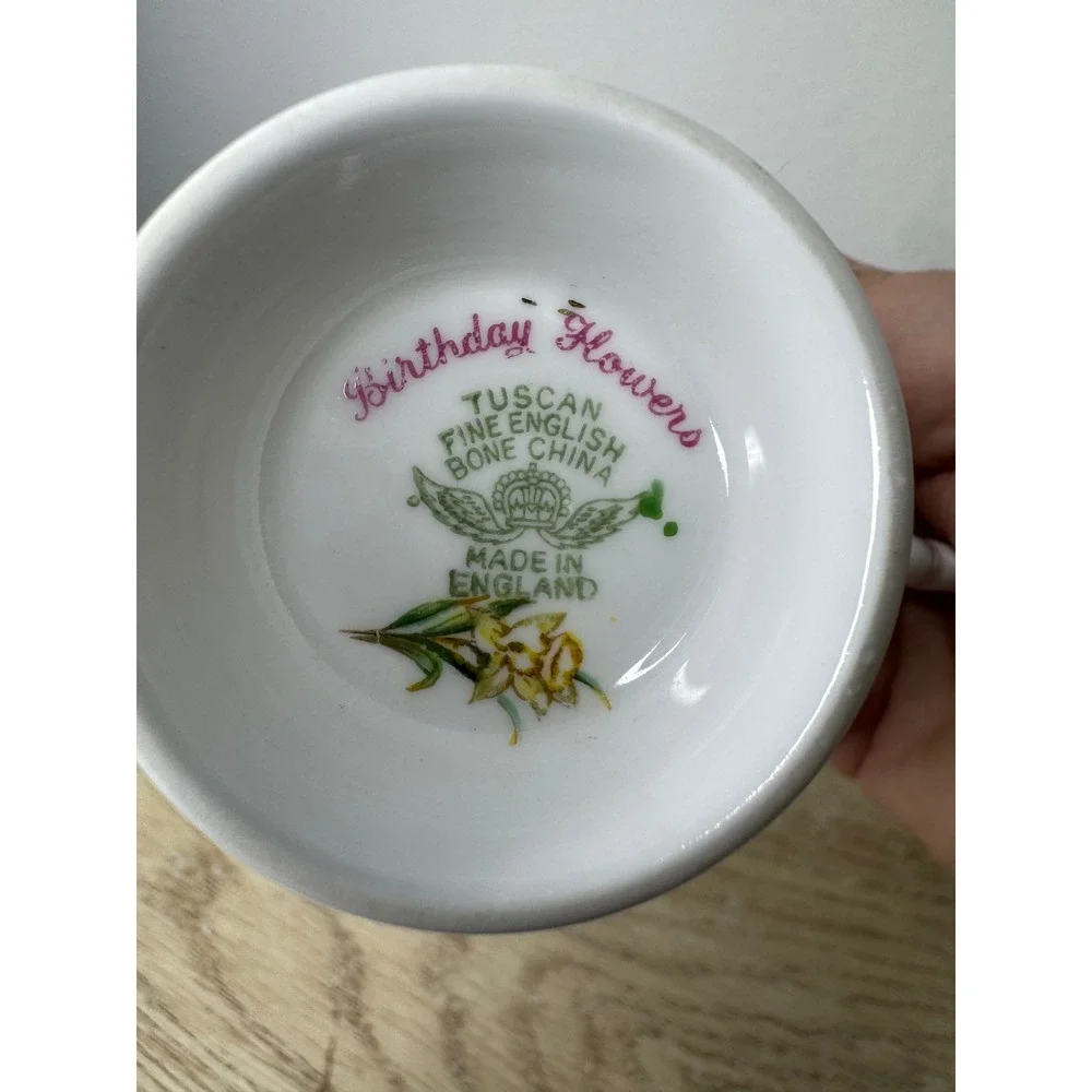Tuscan‎ Fine English Bone China Tea Cup Saucer March Daffodil Birthday Flowers